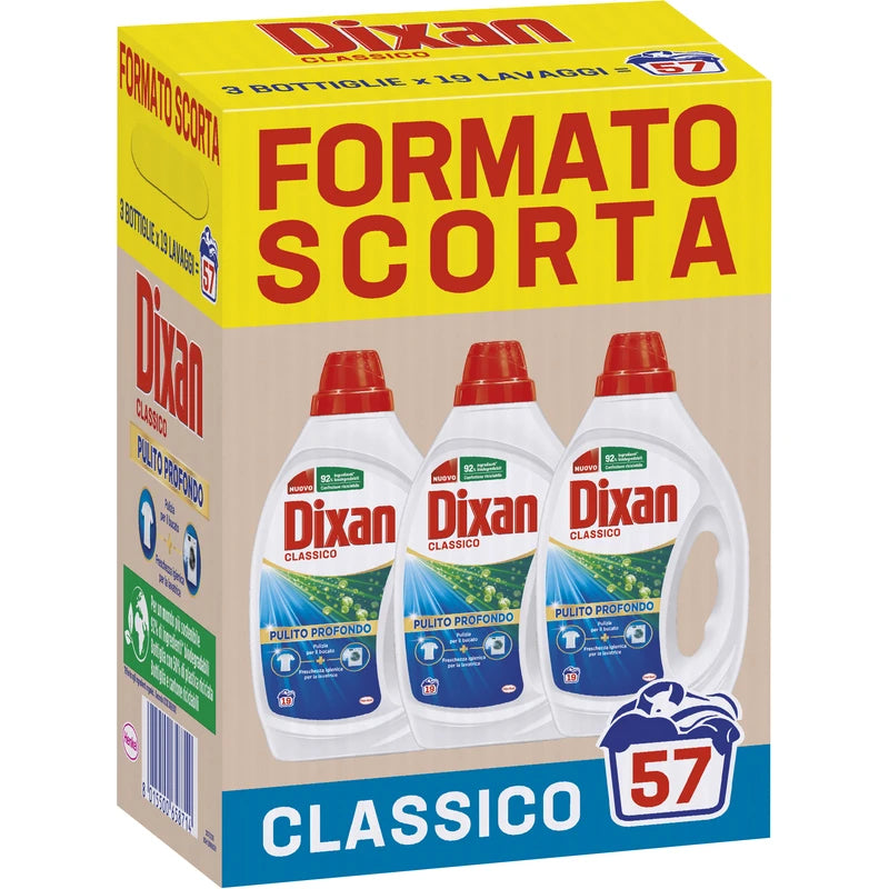 Dixan detersivo liquido bucato lavatrice classico formato scorta